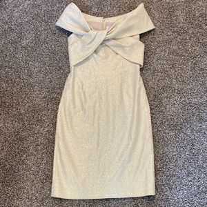 Rickie Freeman Teri Jon Gold Shimmer Cocktail Dress